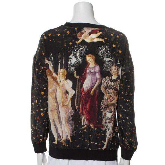 Alice + Olivia Botticelli La Primavera Printed Silk Sweatshirt Small - Picture 3 of 5
